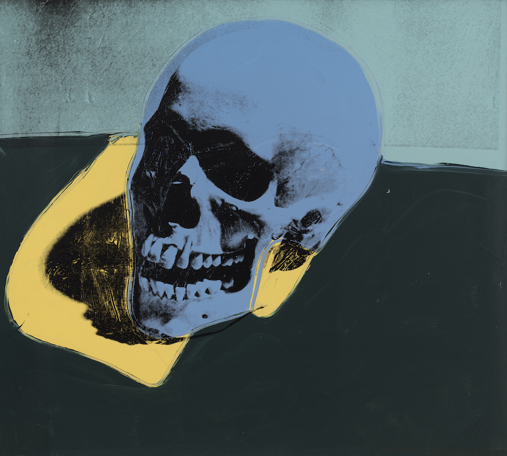 Andy Warhol, Skull, 1976. Acrylic and silkscreen ink on canvas, 72 × 80 in. Collection of Larry Gagosian. © The Andy Warhol Foundation for the Visual Arts, Inc. / Artists Rights Society (ARS) New York.